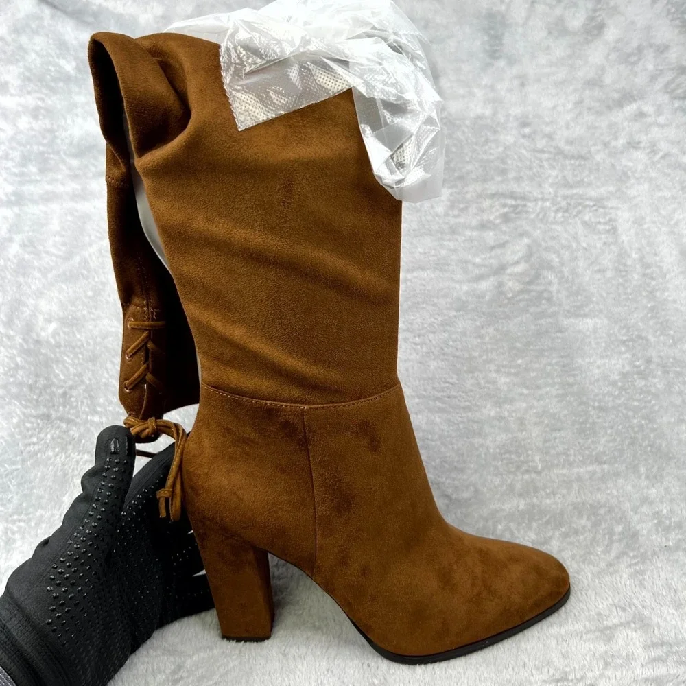 Vince Camuto Tapley Womens US 9 M Boot Brown Suede Over The Knee Side Zip Riding